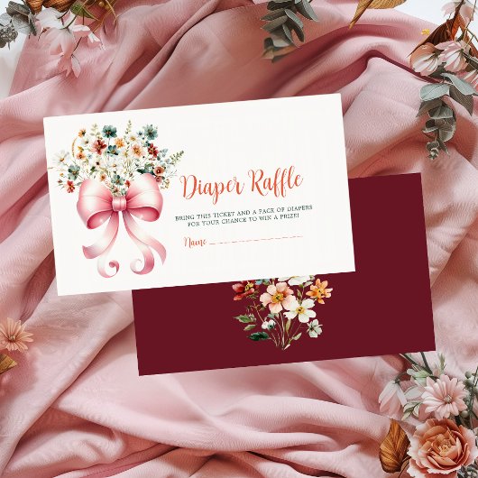 Pink Bow Baby in Bloom Windel-Raffa-Ticket Begleitkarte