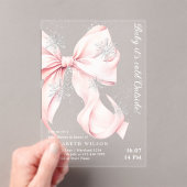 Pink Bow Baby It's Cold Outside Baby Shower Acryleinladungen (Insitu (Handheld))