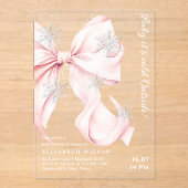 Pink Bow Baby It's Cold Outside Baby Shower Acryleinladungen (Vorderseite)