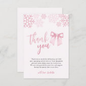 Pink Bow Baby Its Cold Outside Baby Shower Dankeskarte (Vorne/Hinten)