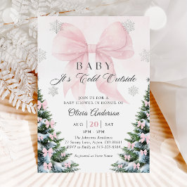 Pink Bow Baby It's Cold Outside Baby Shower Invit Einladung