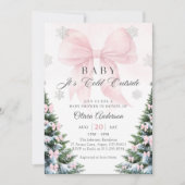 Pink Bow Baby It's Cold Outside Baby Shower  Invit Einladung (Vorderseite)