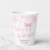 Pink Bow Baby Its Cold Outside Baby Shower Pappbecher (Vorderseite)