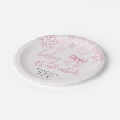 Pink Bow Baby Its Cold Outside Baby Shower Pappteller (Schrägansicht)