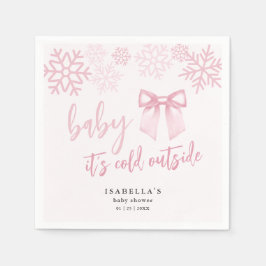 Pink Bow Baby Its Cold Outside Baby Shower Serviette
