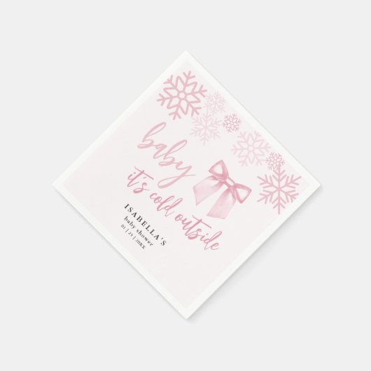 Pink Bow Baby Its Cold Outside Baby Shower Serviette (Ecke)
