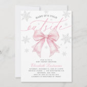 Pink Bow Baby It's Cold Outside Winter Baby Dusche Einladung (Vorderseite)