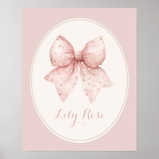 Pink Bow Baby Name Wall Art Poster (Vorne)