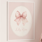 Pink Bow Baby Name Wall Art Poster