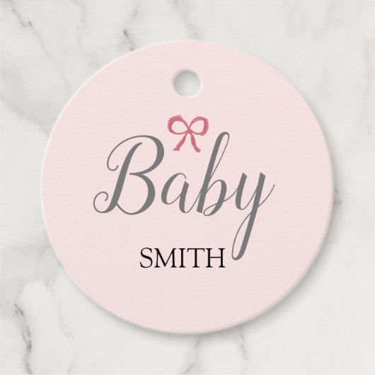 Pink Bow Baby Script Individuelle Name Geschenkanhänger (Vorderseite)