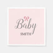 Pink Bow Baby Script Individuelle Name Serviette (Vorderseite)