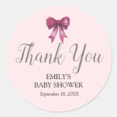 Pink Bow Baby Script Individuelle Name Stickers (Vorderseite)