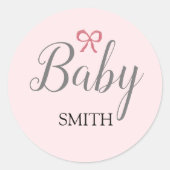 Pink Bow Baby Script Individuelle Name Stickers (Vorderseite)