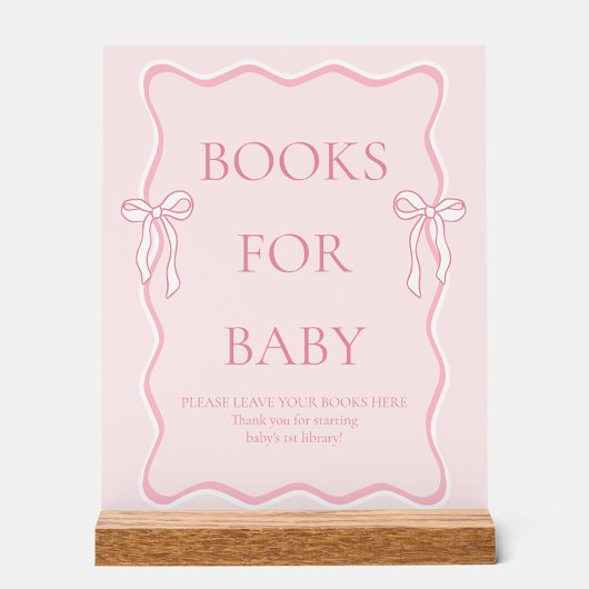 Pink Bow Baby Showbücher für Baby Acrylschild