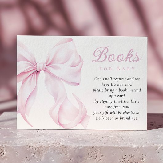 Pink Bow Baby Showbücher für Baby Begleitkarte