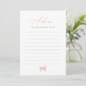 Pink Bow Baby Showcard Einladung (Stehend Vorderseite)
