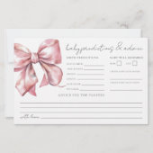 Pink Bow Baby Shower Addicvice Karte (Vorderseite)