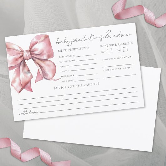 Pink Bow Baby Shower Addicvice Karte