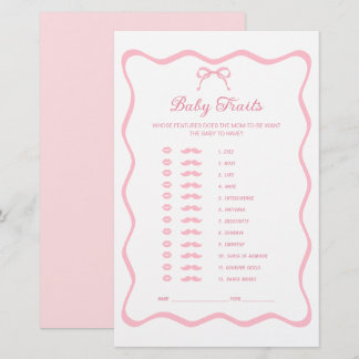 Pink Bow Baby Shower Baby Tracks Spiel