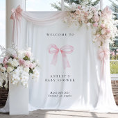 Pink Bow Baby Shower Backdrop Wandteppich