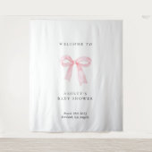 Pink Bow Baby Shower Backdrop Wandteppich (Vorderseite)