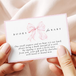 Pink Bow Baby Shower Books for Baby Card Begleitkarte