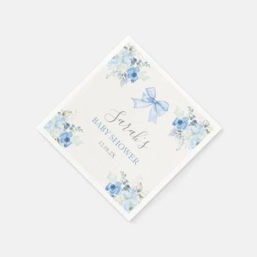 Pink Bow Baby Shower Boy Serviette (Ecke)