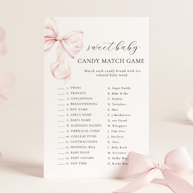 Pink Bow Baby Shower CANDY MATCH GAME (Von Creator hochgeladen)