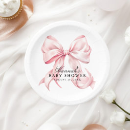 Pink Bow Baby Shower Coquette Bow Paper Plates Pappteller