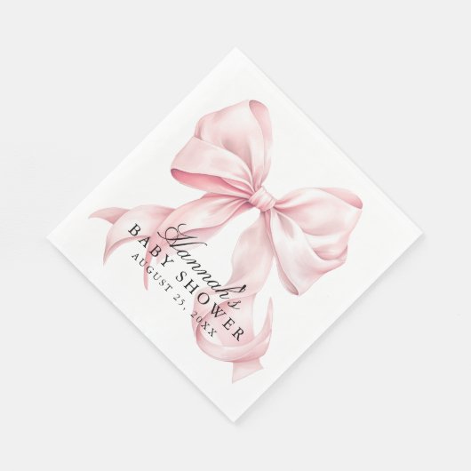 Pink Bow Baby Shower Coquette Bow Serviette (Ecke)