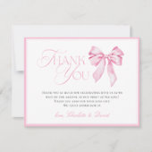 Pink Bow Baby Shower Dankeskarte (Vorderseite)