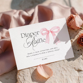 Pink Bow Baby Shower Diaper Raffle Begleitkarte