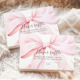 Pink Bow Baby Shower Diaper Raffle Begleitkarte