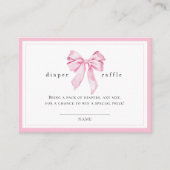 Pink Bow Baby Shower Diaper Raffle Begleitkarte (Vorderseite)