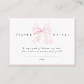 Pink Bow Baby Shower Diaper Raffle Card Begleitkarte (Vorderseite)