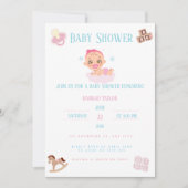 Pink Bow Baby Shower Einladung Customizable (Vorderseite)