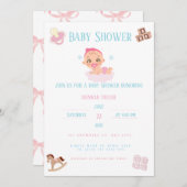 Pink Bow Baby Shower Einladung Customizable (Vorne/Hinten)