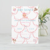 Pink Bow Baby Shower Einladung Customizable (Stehend Vorderseite)