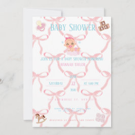 Pink Bow Baby Shower Einladung Customizable