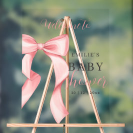 Pink Bow Baby Shower Einladung, Girl Baby Dusche Acrylschild
