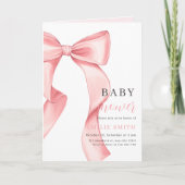 Pink Bow Baby Shower Einladung, Girl Baby Dusche Einladung (Vorderseite)