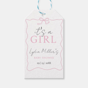 Pink Bow Baby Shower Einladung, Girl Baby Dusche Geschenkanhänger