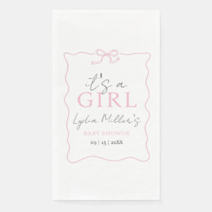 Pink Bow Baby Shower Einladung, Girl Baby Dusche Serviette