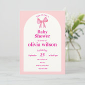 Pink Bow Baby Shower.elegant baby shower. Einladung (Stehend Vorderseite)
