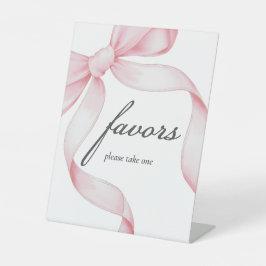 Pink Bow Baby Shower Favorit Pedestal Schild