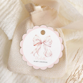 Pink Bow Baby Shower Fevor Tags Geschenkanhänger