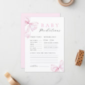 Pink Bow Baby Shower Game Mitteilungskarte (Vorderseite/Rückseite Beispiel)