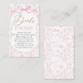 Pink Bow Baby Shower Girl Book Begleitkarte (Vorne/Hinten)