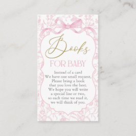 Pink Bow Baby Shower Girl Book Begleitkarte
