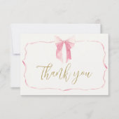Pink Bow Baby Shower Girl Danke Karte (Vorderseite)